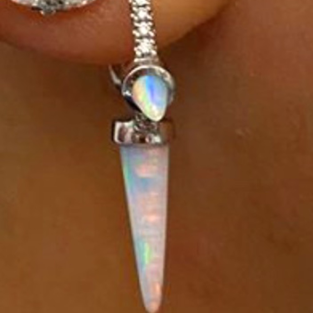 Maria Tash white gold and Opal Earring